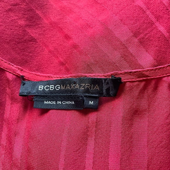 Y2K Babydoll Christmas Party Top Silk Sheer Holiday Event BCBGMaxAzria Red M - Picture 11 of 11